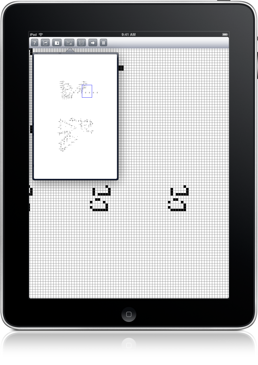 iPad in portrait, the grid filling the screen