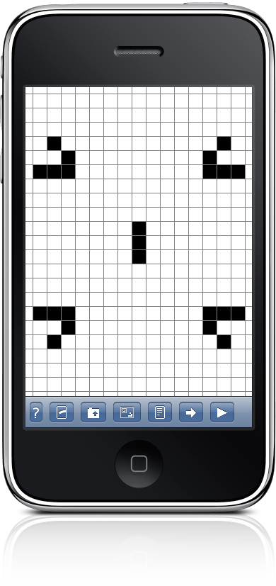 A pattern on the grid with the toolbar along the bottom