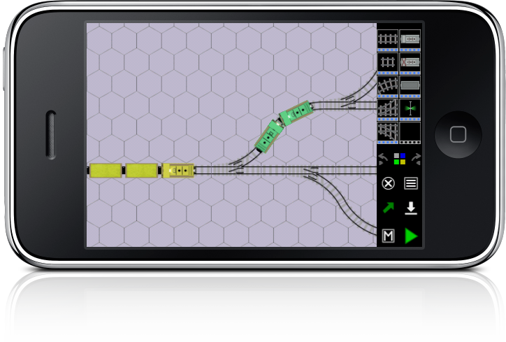 iPhone: laying track with the parts palette open